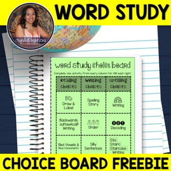 Preview of *FREEBIE* Choice Boards - Word Work Activities for Spelling Review