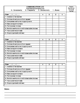 **FREEBIE** Communication Log GREAT FOR WEEKLY TAKE HOME FOLDERS!