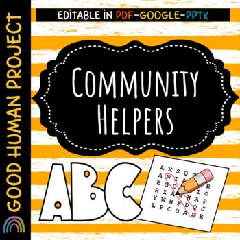 Preview of *FREEBIE* Community Helpers ABC Order & Word Search | Community Jobs Editable