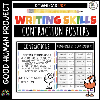 Preview of *FREEBIE* Contractions Poster | Grammar