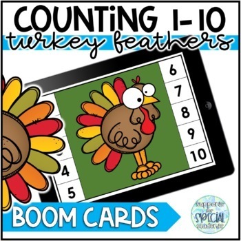 Preview of *FREEBIE* Digital Counting 1-10 Turkey Feathers - Thanksgiving Boom Cards