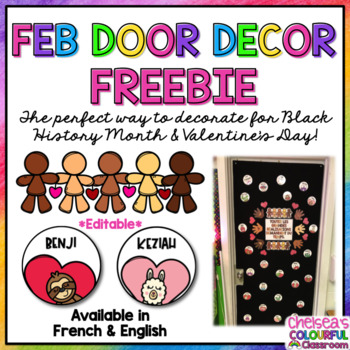 Preview of *FREEBIE* Door Decor | Black History Month | Valentine's Day | FRENCH & EN