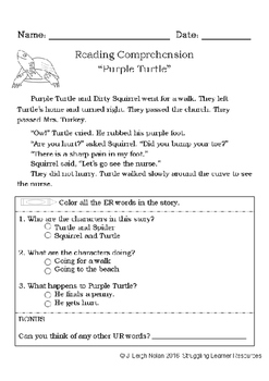 *FREEBIE* - ER / IR / UR Phonics Lesson Packet by Nolan Resources