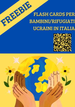 Preview of **FREEBIE** FOR UKRAINIAN KIDS/REFUGEES. BASIC ITALIAN PHRASES FLASH CARDS!