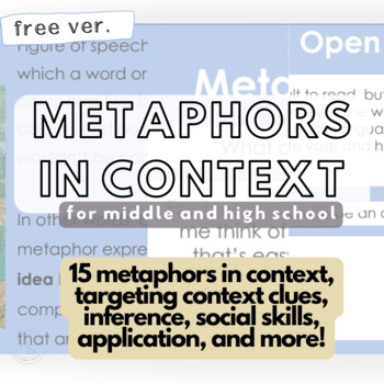 Preview of [FREEBIE] Figurative Language in CONTEXT for Speech Therapy (Metaphors)