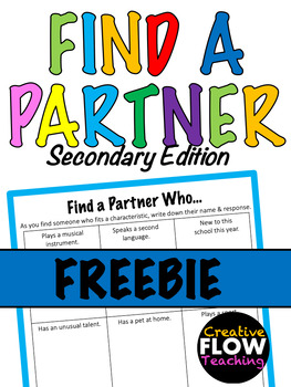 Preview of Find a Partner in Secondary
