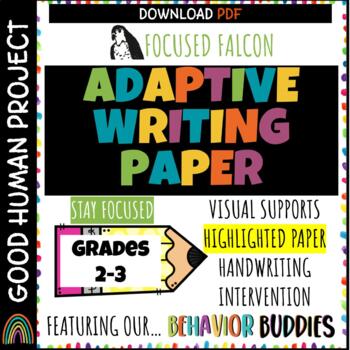Dysgraphia Writing Paper | Adaptive Highlighted Handwriting Practice Paper:  Visual Cues with Colored Lines and Left Margins for Kids
