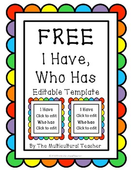 Freebie I Have Who Has Editable Template By The Multicultural Teacher