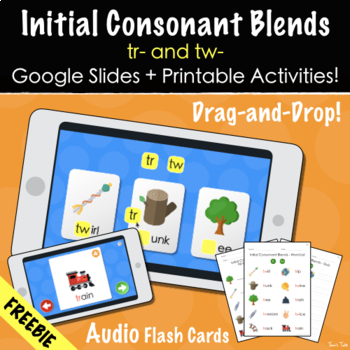 Preview of ✩FREEBIE✩ Initial Consonant Blends | Google Slides + PDF (tr- and tw-)