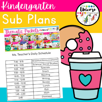 Preview of **FREEBIE** Kindergarten Sub Plans | Emergency Substitute Plans
