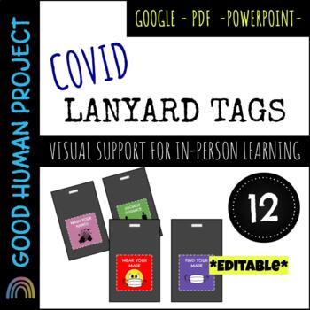 Preview of *FREEBIE* Lanyard Tags For School Health & Safety | COVID Visuals & Rules