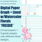 *FREEBIE!* Lined + Graph Paper with watercolor florals Dig