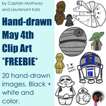 Preview of *FREEBIE* May 4th, Star Wars Hand-drawn Clip Art / Doodles