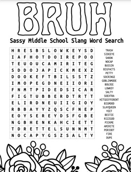 Preview of *FREEBIE* Middle School Slang Crossword