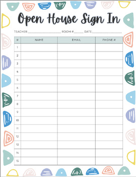 Preview of *FREEBIE* Open House/ Meet The Teacher Sign In Sheets