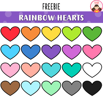 {FREEBIE} Rainbow Hearts Clipart {Valentine Clipart by Marie Clips}