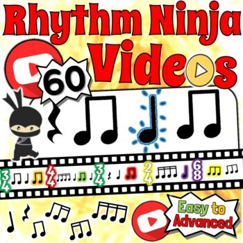 Preview of *FREEBIE*  Rhythm Ninja | 60 Rhythm Practice Videos | Rhythms Light up in Time!