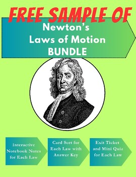 Preview of {FREEBIE} SAMPLE from Newton's Laws of Motion Notes, Card Sort, & Quizzes