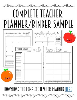 Preview of [FREEBIE] Sample Teacher Planner/Binder Pages