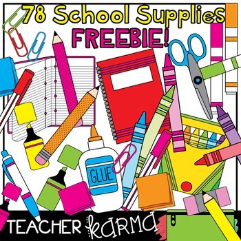 Preview of School Supplies Clipart - 78 pcs