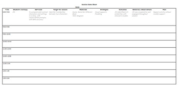 Preview of {FREEBIE} Session Plan and Data Sheet