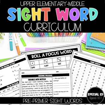Preview of {FREEBIE} Sight Word Curriculum: Pre-Primer (Upper Elementary-Middle)
