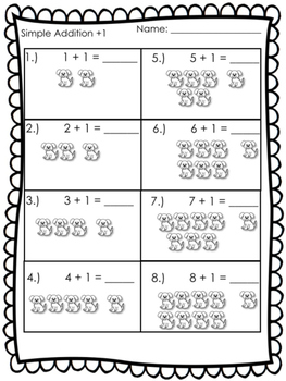Preview of {FREEBIE} Simple Addition and Subtraction Practice Sheets w/ Pictures