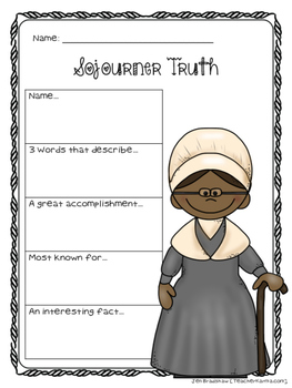 Sojourner Truth Biography Report Organizers ~ FREEBIE Black History Month