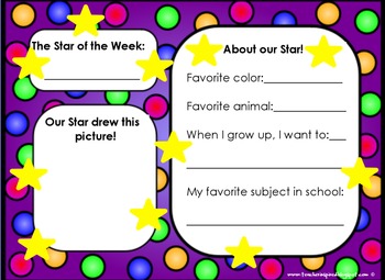 Preview of **FREEBIE** Star of the Week Flipchart