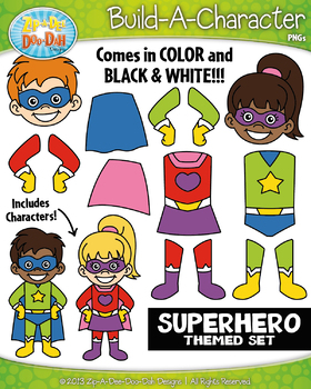 Preview of Superhero Build-A-Character Clipart {Zip-A-Dee-Doo-Dah Designs}