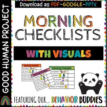 Preview of *FREEBIE* Visual Morning Checklists For Kids | Behavior Buddies