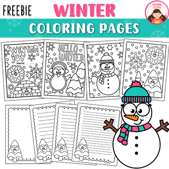Preview of {FREEBIE} Winter Coloring Pages by Marie Clips