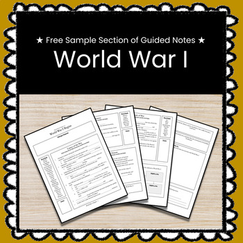 Preview of ★ FREEBIE ★ World War I Guided Notes