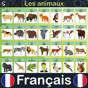 Preview of " FRENCH " Animals Vocabulary Large Posters, (LES ANIMAUX)- 49 Noms Et Images.