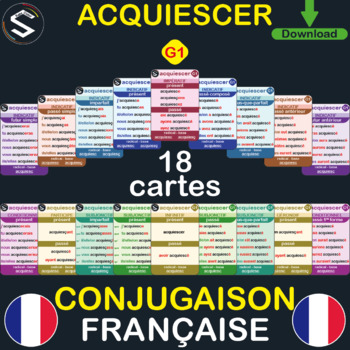 Preview of "FRENCH" Conjugaison du Verbe (ACQUIESCER):TO PLACE, à TOUS LES TEMPS.