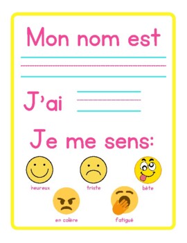 Preview of (FRENCH) Name Worksheet + Morning Calendar Time Pages
