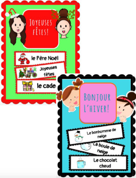 Preview of (FRENCH) Word Wall BUNDLE: Happy Holidays AND Winter Vocab