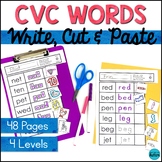 CVC Words Worksheets: No Prep Write Cut and Paste Activiti