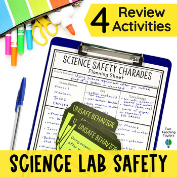 Preview of Science Lab Safety Activities - Science Safety Rules, Contract, Sort, Worksheets