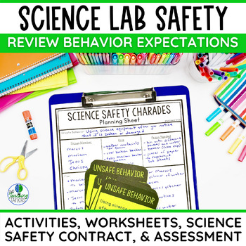 Preview of Science Lab Safety Activities - Science Safety Rules, Contract, Sort, Worksheets