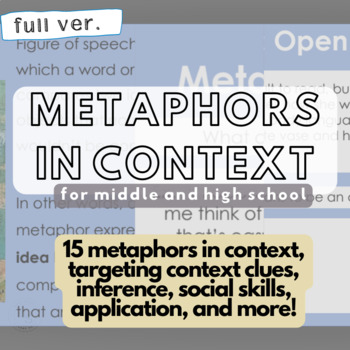 Preview of [FULL] Figurative Language: Metaphors in Context for Middle and High School