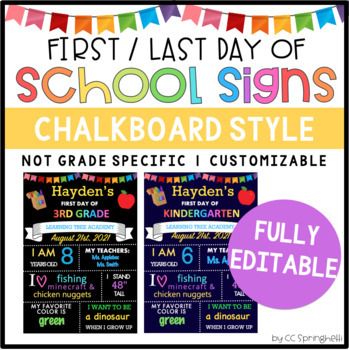 Preview of {FULLY EDITABLE} First/Last Day of School Sign | Back to School Sign | ANY GRADE