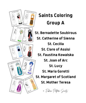 Preview of "Fabric Pattern Saints" Digital Coloring Sheets Group A