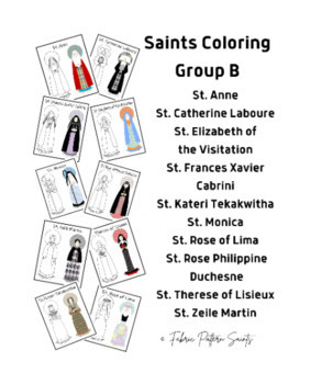 Preview of "Fabric Pattern Saints" Digital Coloring Sheets Group B
