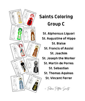 Preview of "Fabric Pattern Saints" Digital Coloring Sheets Group C