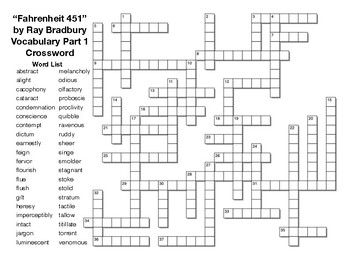 Fahrenheit 451 Vocabulary Crossword - WordMint