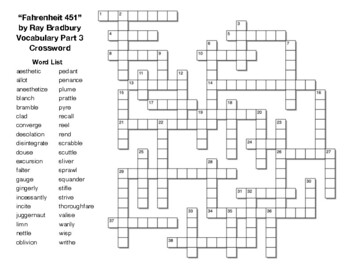 Fahrenheit 451 Vocabulary Crossword - WordMint