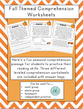 Preview of  Fall/Autumn Comprehension Worksheets