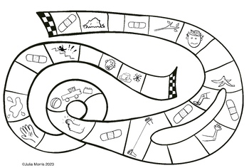 Preview of "Fall Down, Trip and Slip" board game B&W