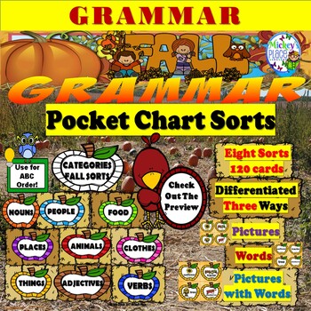 Preview of Fall Grammar Pocket Chart Differentiated Activities